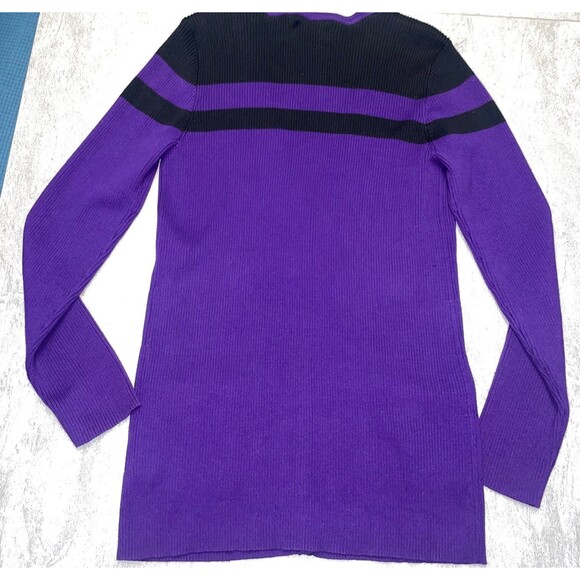 Lauren Ralph SZ LARGE  Purple & Black Cardigan Old Money Luxe - Picture 7 of 12